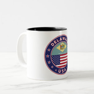 Delaware, Delaware t-shirt, Delaware sticker Tweekleurige Koffiemok
