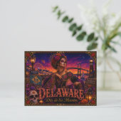 Delaware Día de los Muertos Retro Briefkaart (Staand voorkant)