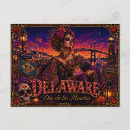 Delaware Día de los Muertos Retro Briefkaart