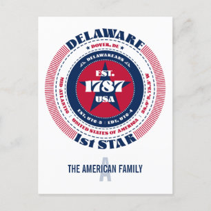 Delaware, Dover, DE Patriottisch Monogram Briefkaa Briefkaart