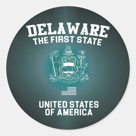Delaware Eerste Staat Ronde Sticker (Voorkant)