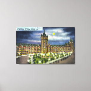 Delaware en Hudson Co. Building at Night Canvas Afdruk