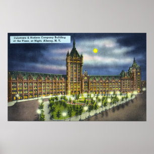 Delaware en Hudson Co. Building at Night Poster