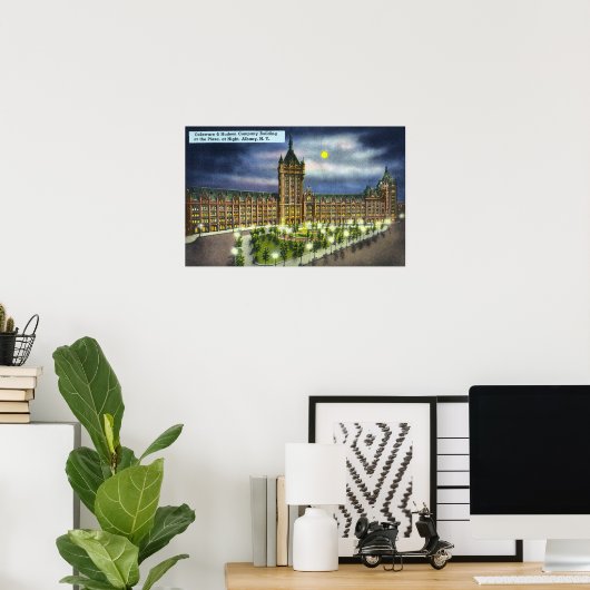 Delaware en Hudson Co. Building at Night Poster (Thuiskantoor)