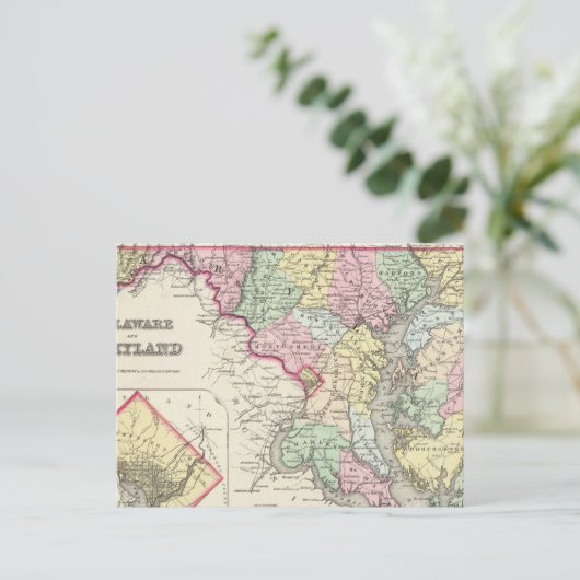 Delaware en Maryland met Columbia Briefkaart (Staand voorkant)