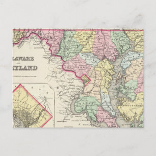 Delaware en Maryland met Columbia Briefkaart