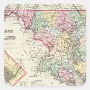 Delaware en Maryland met Columbia Vierkante Sticker