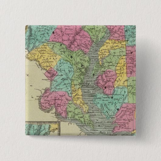 Delaware en MaryLand Vierkante Button 5,1 Cm (Voorkant)
