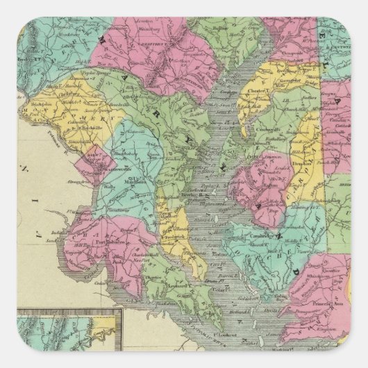 Delaware en MaryLand Vierkante Sticker (Voorkant)