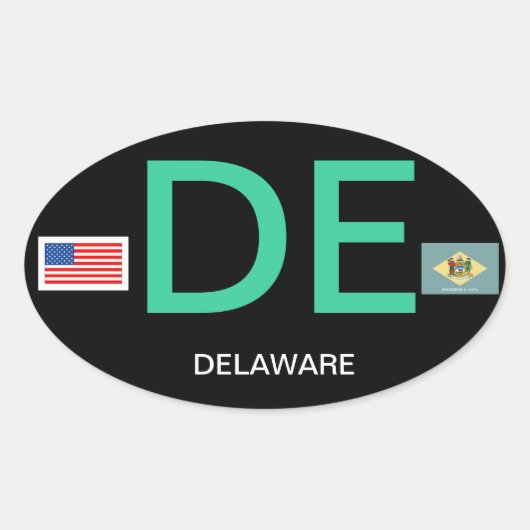 Delaware* Euro-stijl ovale Bumpersticker Ovale Sticker (Voorkant)
