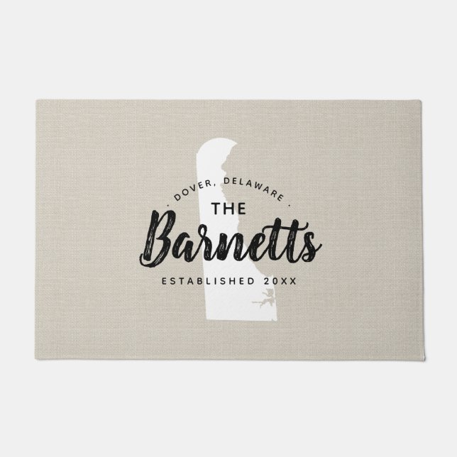 Delaware Familie Monogram Staat Doormat Deurmat (Voorkant)