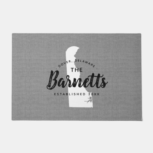 Delaware Familie Monogram Staat Doormat Deurmat (Voorkant)
