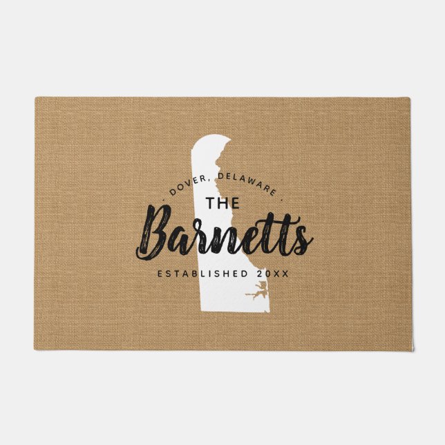 Delaware Familie Monogram Staat Doormat Deurmat (Voorkant)