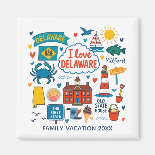Delaware Family Trip Keepsake Personalized Magneet (Voorkant)