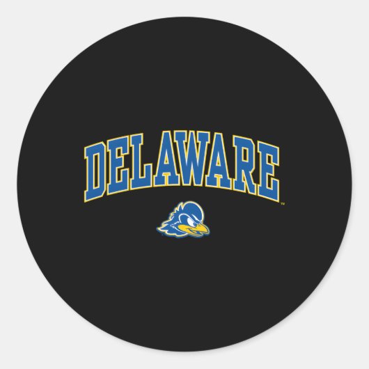 Delaware Fightin' Blue Hens Arch Over Black Ronde Sticker (Voorkant)