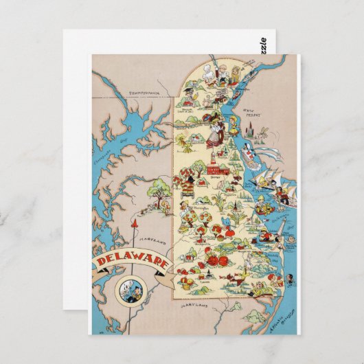 Delaware Funny Map Briefkaart (Voorkant / Achterkant)