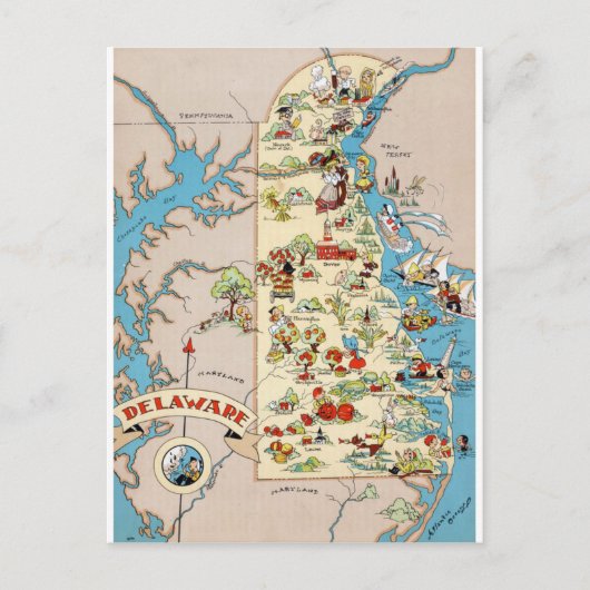 Delaware Funny Map Briefkaart (Voorkant)