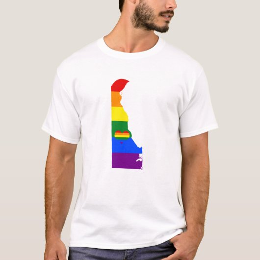 Delaware Gay Pride Rainbow Flag Heart GLBTQ-ontwer T-shirt (Voorkant)