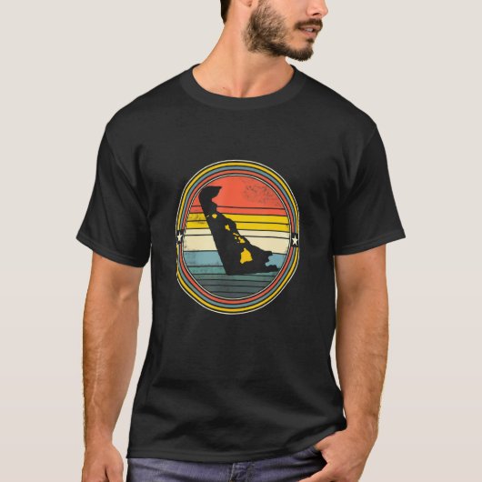 Delaware Hawaii Roots Origine State Map Retro T-shirt (Voorkant)