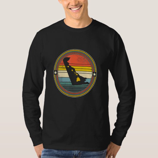 Delaware Hawaii Roots Origine State Map Retro T-shirt (Voorkant)