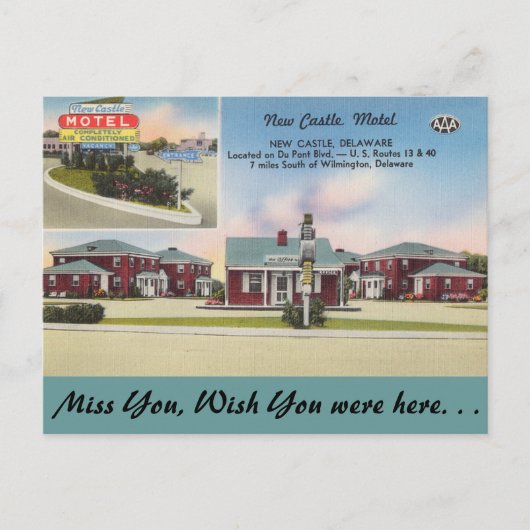 Delaware, het Nieuwe Motel van het Kasteel Briefkaart (Voorkant)