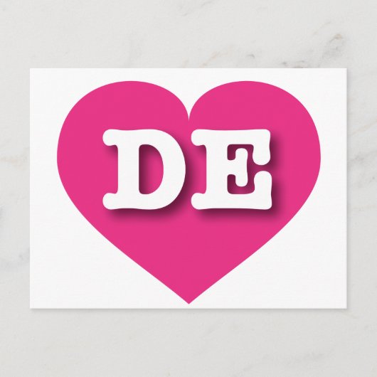 Delaware Hot Pink Heart - Ik hou van DE Briefkaart (Voorkant)