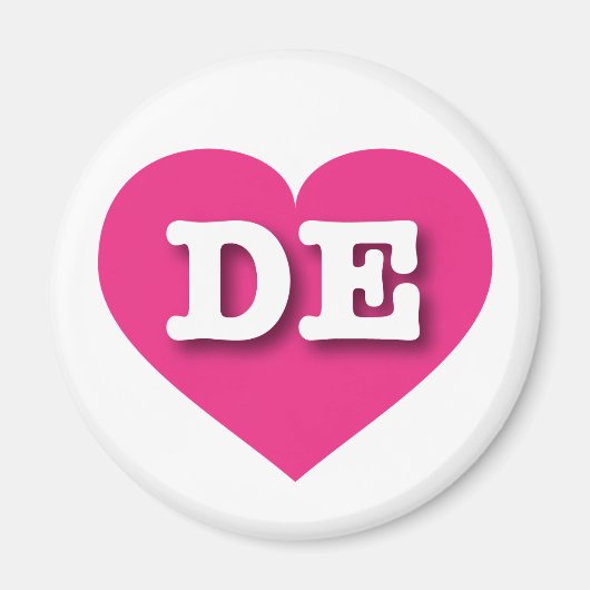 Delaware Hot Pink Heart - Ik hou van DE Magneet (Voorkant)