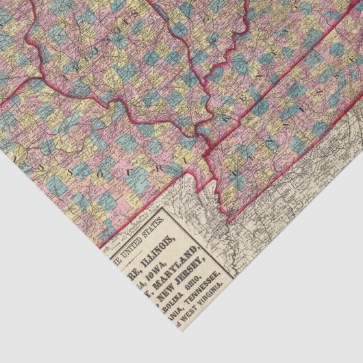 Delaware, Illinois, Indiana en Iowa Tissuepapier (Detail)