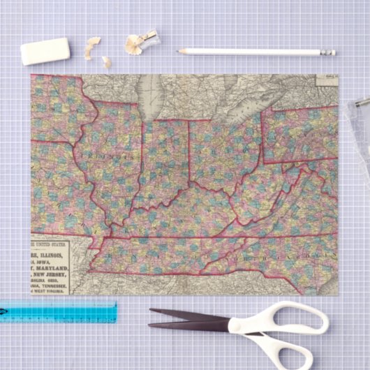 Delaware, Illinois, Indiana en Iowa Tissuepapier (Craft)