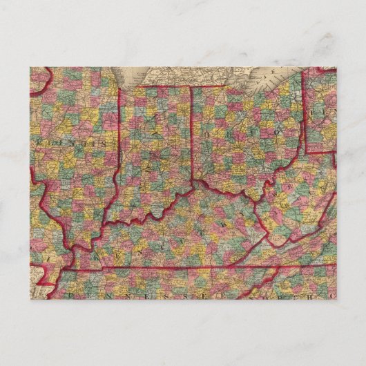 Delaware, Illinois, Indiana, Iowa North Carolina Briefkaart (Voorkant)