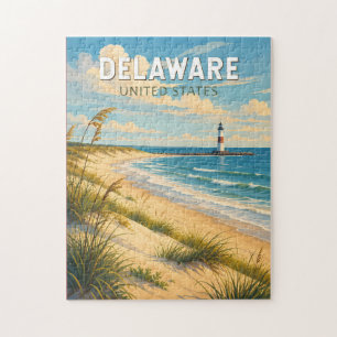 Delaware Illustratie Reis Kunst Vintage Legpuzzel