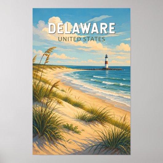 Delaware Illustratie Reis Kunst Vintage Poster (Voorkant)