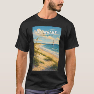 Delaware Illustratie Reis Kunst Vintage T-shirt