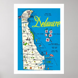 Delaware Kaart 20x28 Poster Afdruk