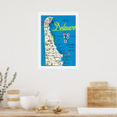 Delaware Kaart 20x28 Poster Afdruk (Keuken)