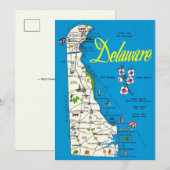 Delaware Kaart 5x7 Grote Postkaart (Voorkant / Achterkant)