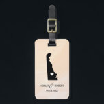 Delaware kaart bruiloft Bagagelabel, naam van het  Bagagelabel<br><div class="desc">Deze staatsbagagelabels maken de perfecte trouwcadeautjes labels of welkome tas labels. Stropdas het aan je cadeau in plaats van een typisch label voor papieren cadeaus, en ze kunnen het nog maanden en jaren gebruiken. Labels hebben een perzikabrikozenachtergrond. Om het hart bij de trouwplaats te plaatsen, gebruik de "pas verder"optie aan....</div>