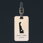 Delaware kaart bruiloft Bagagelabel, naam van het  Bagagelabel<br><div class="desc">Deze staatsbagagelabels maken de perfecte trouwcadeautjes labels of welkome tas labels. Stropdas het aan je cadeau in plaats van een typisch label voor papieren cadeaus, en ze kunnen het nog maanden en jaren gebruiken. Labels hebben een perzikabrikozenachtergrond. Om het hart bij de trouwplaats te plaatsen, gebruik de "pas verder"optie aan....</div>