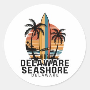 Delaware Kust Delaware Surfen Surfer _1 Ronde Sticker