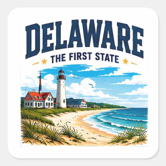 Delaware Kustontsnappingsreis Vierkante Sticker (Voorkant)