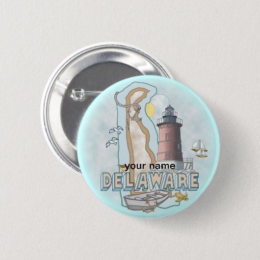 Delaware Lighthouse pin-knop Ronde Button 5,7 Cm (Voorkant /achterkant)