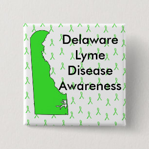 Delaware Lyme Ziekte Bewustzijnsknoop Vierkante Button 5,1 Cm