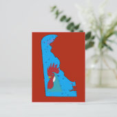 Delaware Map Blue Hen Briefkaart (Staand voorkant)