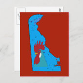 Delaware Map Blue Hen Briefkaart (Voorkant / Achterkant)