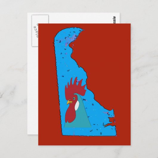 Delaware Map Blue Hen Briefkaart (Voorkant / Achterkant)