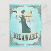 Delaware Map met Lieve vogels Briefkaart (Voorkant)