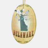 Delaware Map met Lieve vogels Keramisch Ornament (Links)