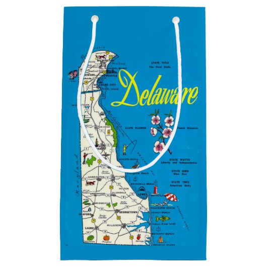 Delaware Map Small Gift Bag Klein Cadeauzakje (Voorkant)