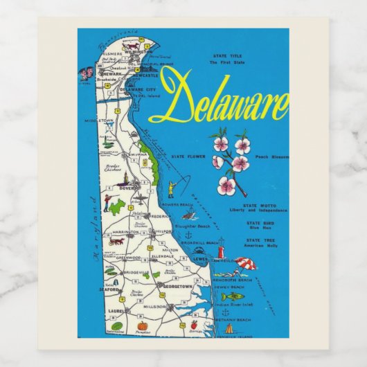 Delaware Map Wijn Etiket (Enkel label)
