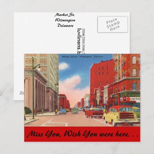 Delaware, Market Street Briefkaart (Voorkant / Achterkant)